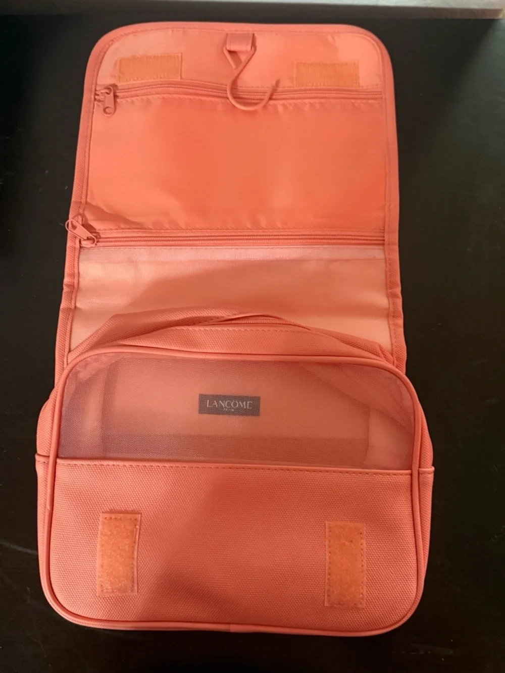 Lancome Coral Pink Travel Cosmetic Case with Top Handle